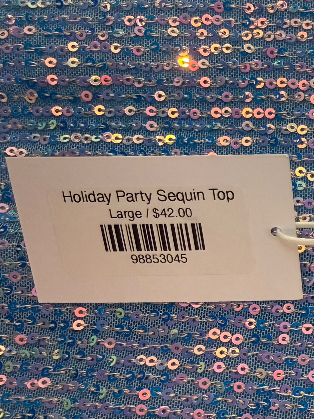 🩵🩷Audrey 3+1 Holiday Party Blue Cotton Candy Sequin Long Sleeve Crop NWT Large - Picture 11 of 13
